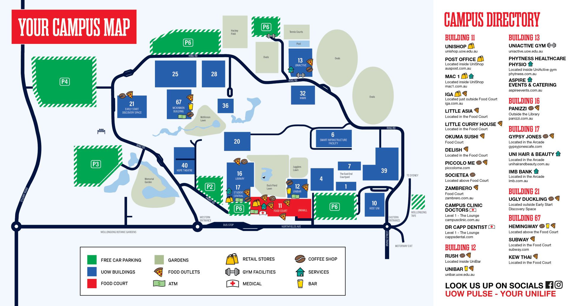 University Of Wollongong Campus Map. 
